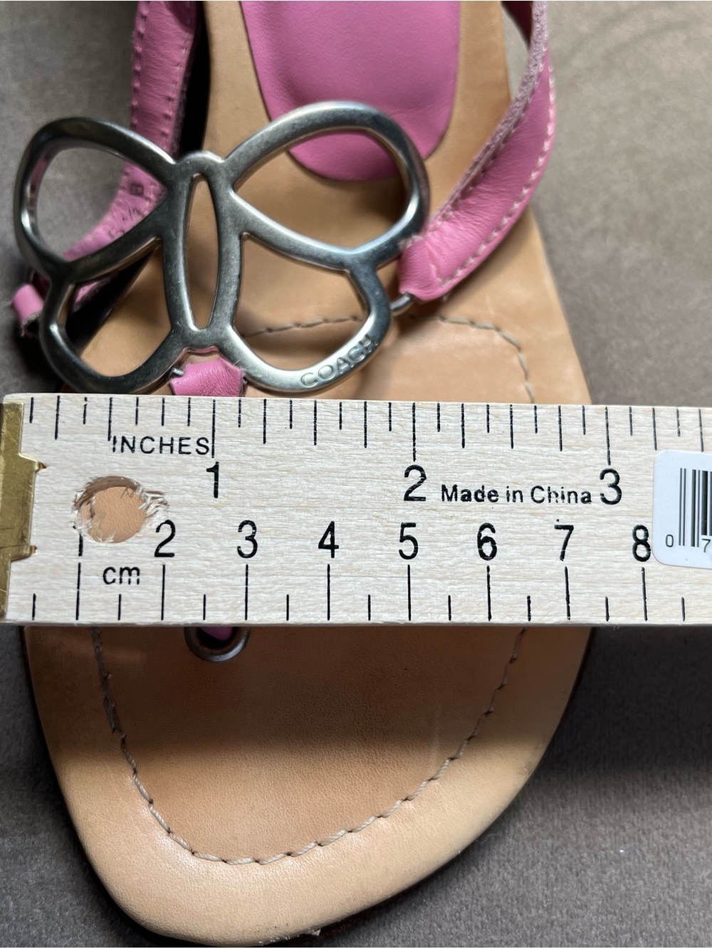 Coach Pink Amara Leather Thong Sandals with Silver Butterfly Accent Y2K - Picture 9 of 11